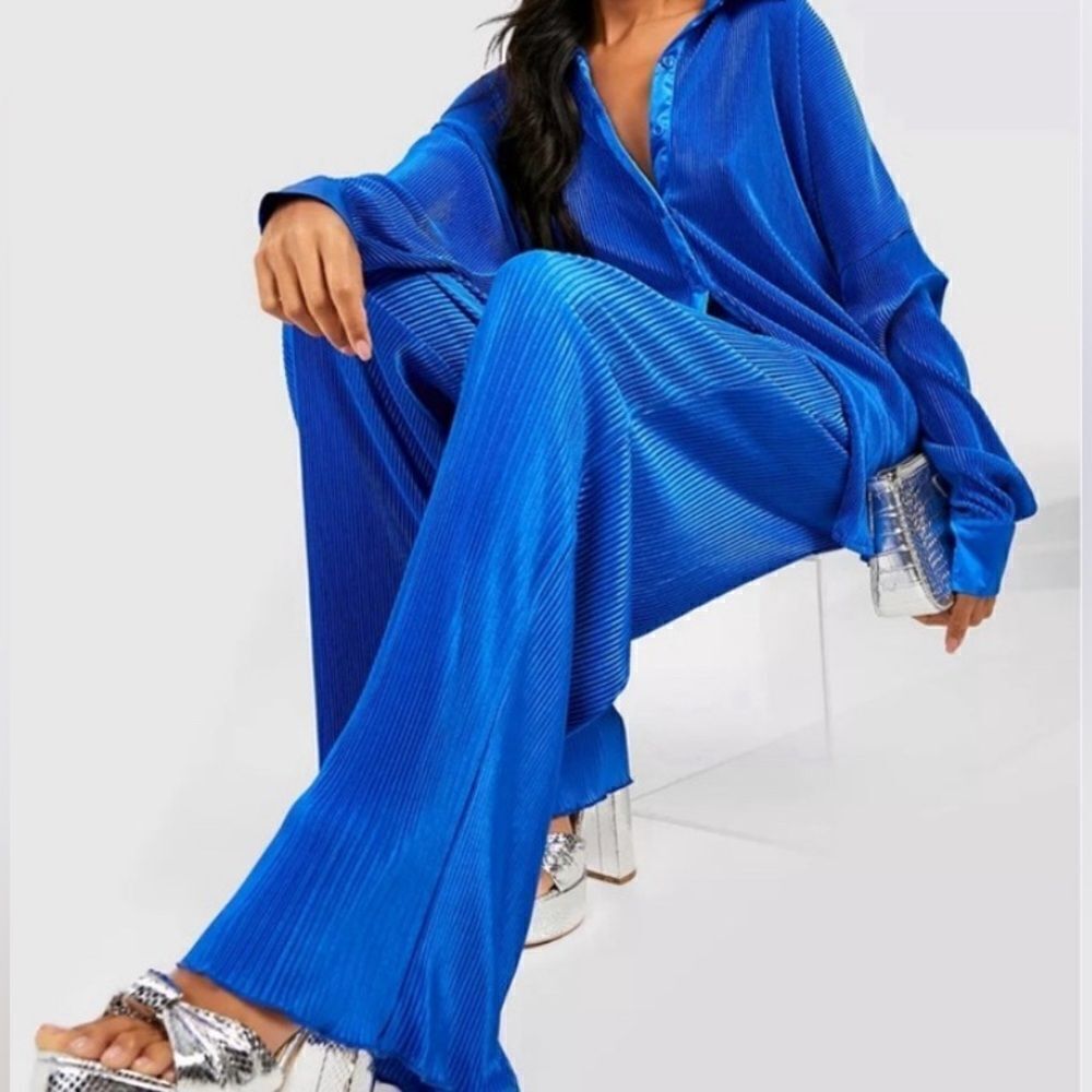 Boohoo Plisse Pant Set